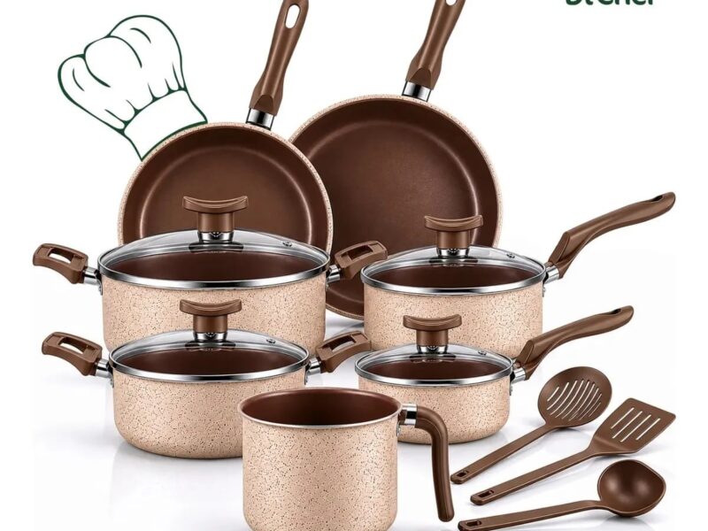 Jogo de Panelas Essenza Di Cheff 10 Peças Antiaderente Alumínio Teflon –