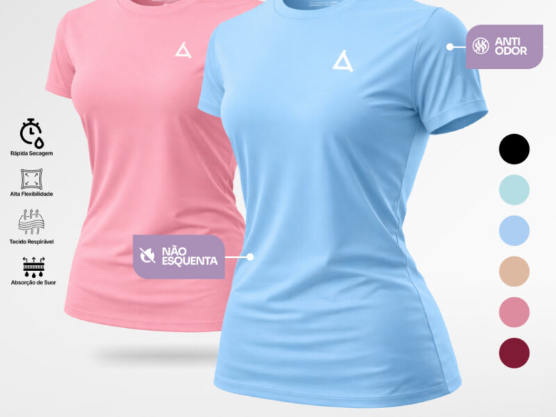 KIT 2 Camiseta Academia Feminina Dry Fit Treino Blusa Slim Caminhada Treino Musculação
