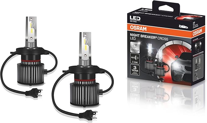 KIT LED NIGHT BREAKER CROSS H4 OSRAM – 64193CW NBC – Potência 27W – Tensão 12V – 3 anos de Garantia – 6000K Branca Azulada