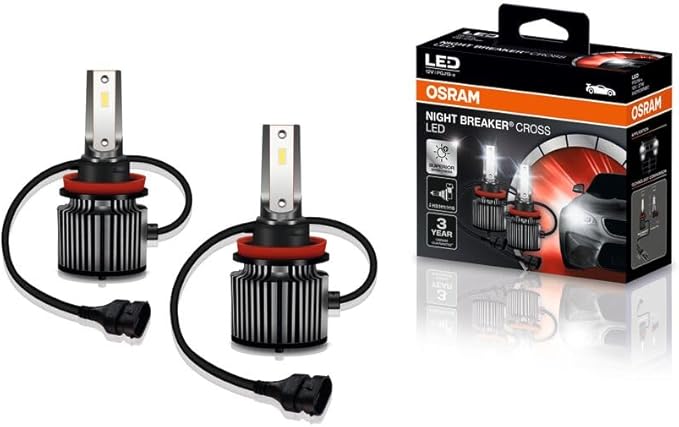 KIT LED NIGHT BREAKER CROSS H8/H11/H16 OSRAM – 64211CW NBC – Potência 27W – Tensão 12V – 3 anos de Garantia – 6000K Branca Azulada