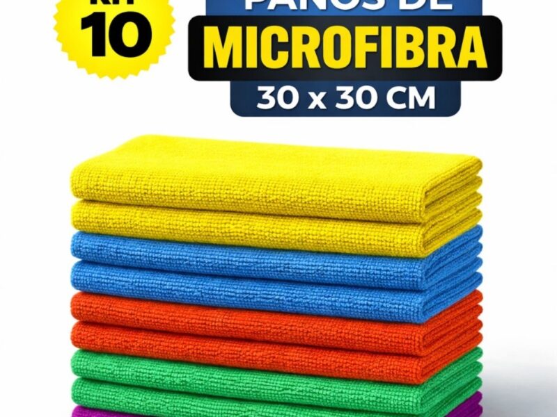 Kit 10 Panos de Limpeza em Microfibra Alta Absorção Multiuso