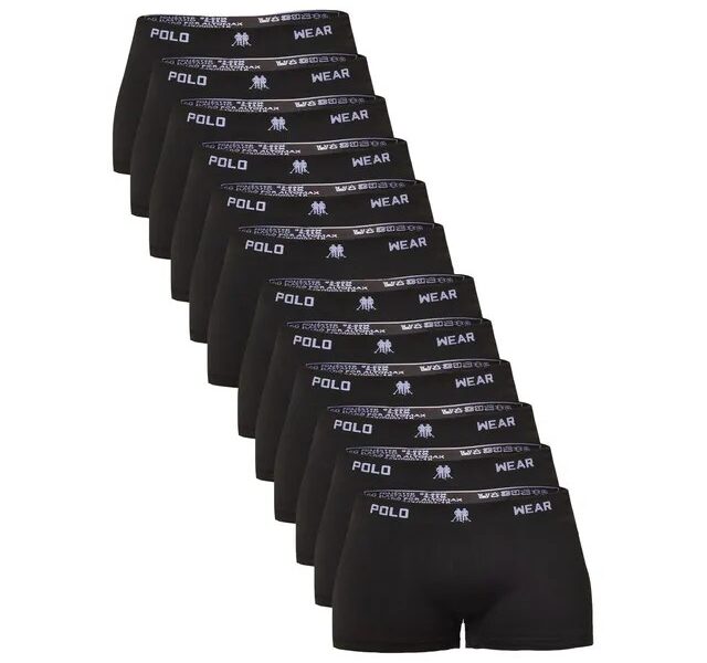 Kit 12 Cuecas Boxer Polo Wear Masculino Microfibra Liso –