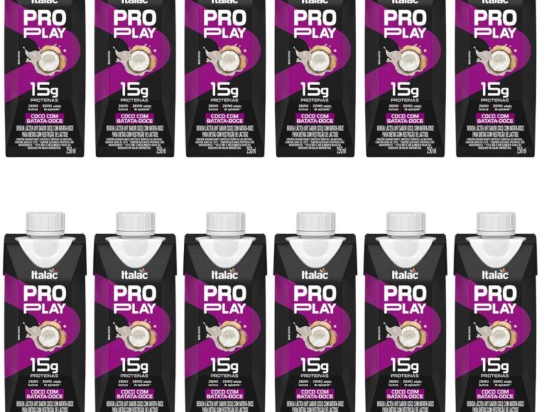 Kit 12x Bebida Lactea Zero Lactose Pro Play Caixa De 250ml Italac