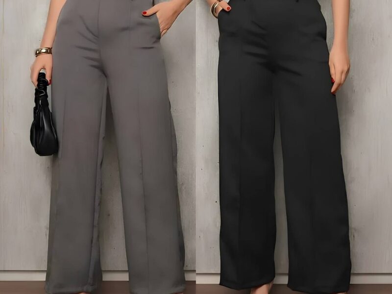 Kit 2 Calça Pantalona Feminina Alfaiataria Elegante C/ Cinto –