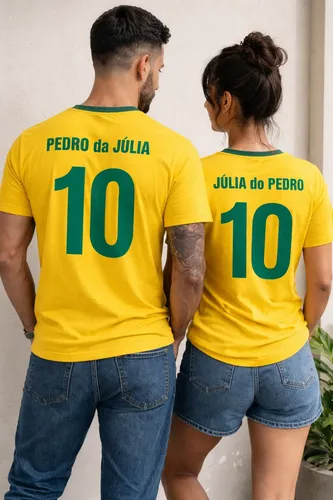 Kit 2 Camisetas Personalizadas Casal Brasil Nome E Número –