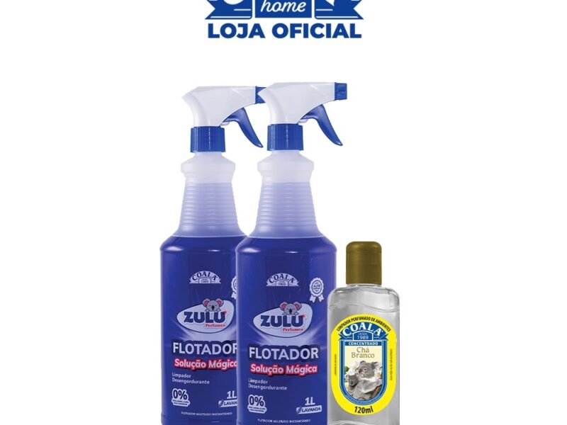 Kit 2 Flotador Desengordurante Zulu Perfumes + Coala – Lavanda – 1L + 1 Limpador Concentrado Coala – Chá Branco 120ml
