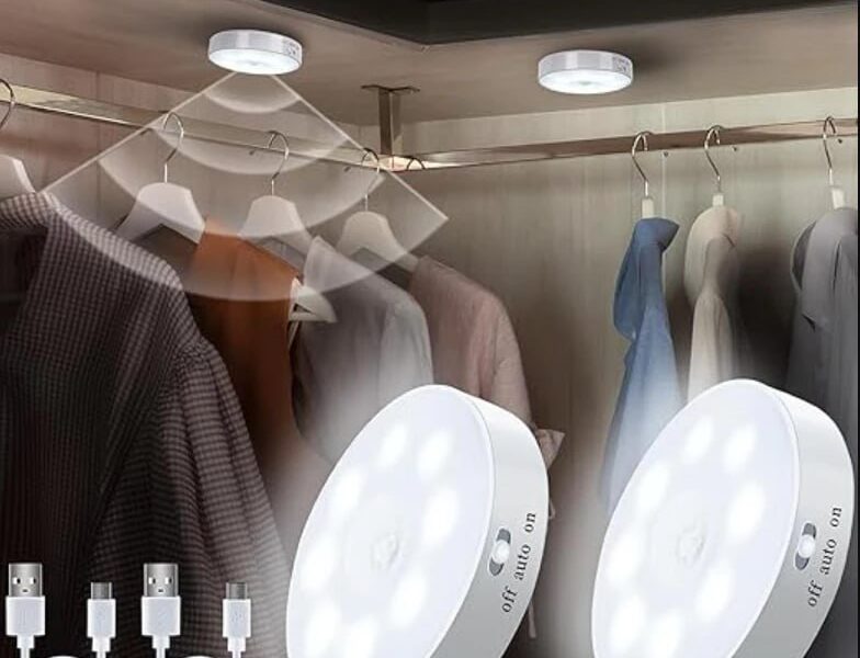 Kit 2a 8 peças Lâmpada LED Recarregável Sem Fio Bicolor com Sensor de Presença Luminária Inteligente