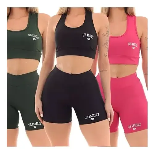 Kit 3 Conjunto Top Shorts Feminino Los Angeles Fitness –
