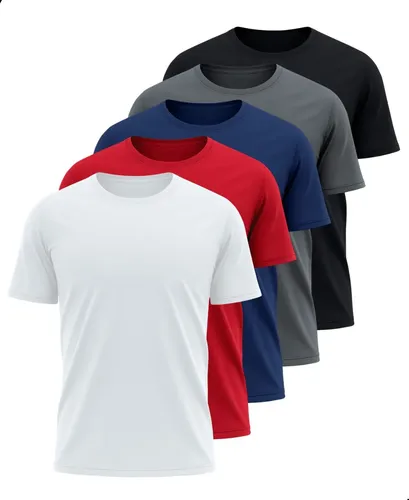 Kit 5 Camisetas Básicas Masculina Dry Fit Lisa Tradicional –