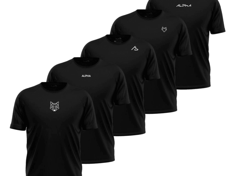 Kit 5 Camisetas Dry All Black Alpha Co