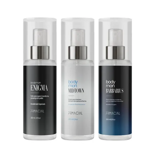 Kit Body Splash Masculino Barbarius + Enigma + Midtown 200ml –