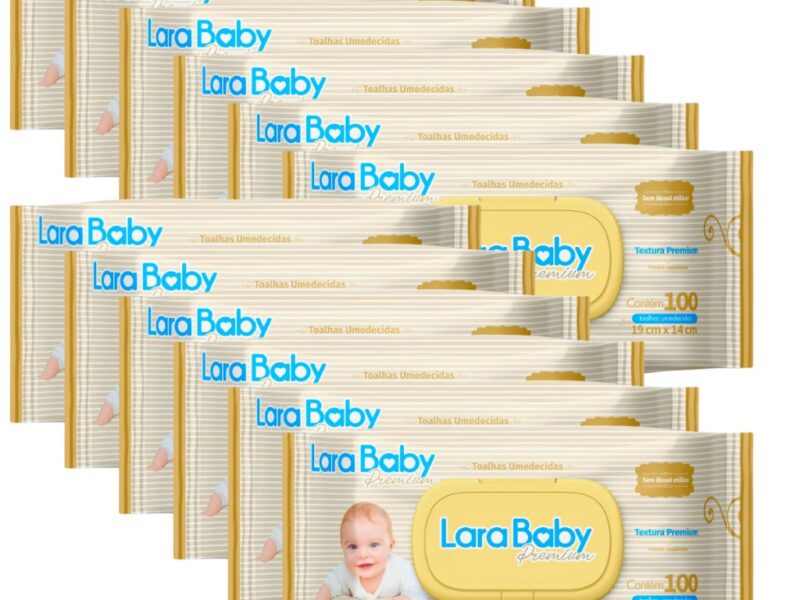 Kit C/12 Lenço Umedecido Lara Baby Premium 100 Unidades Total 1200