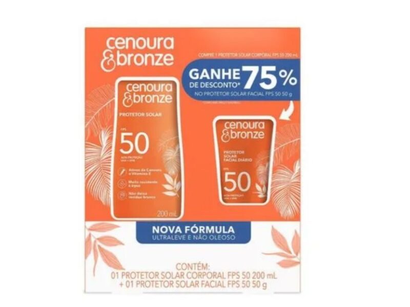 Kit Cenoura & Bronze Protetor Solar 200ml+ Protetor Solar Facial 50g – FPS 50
