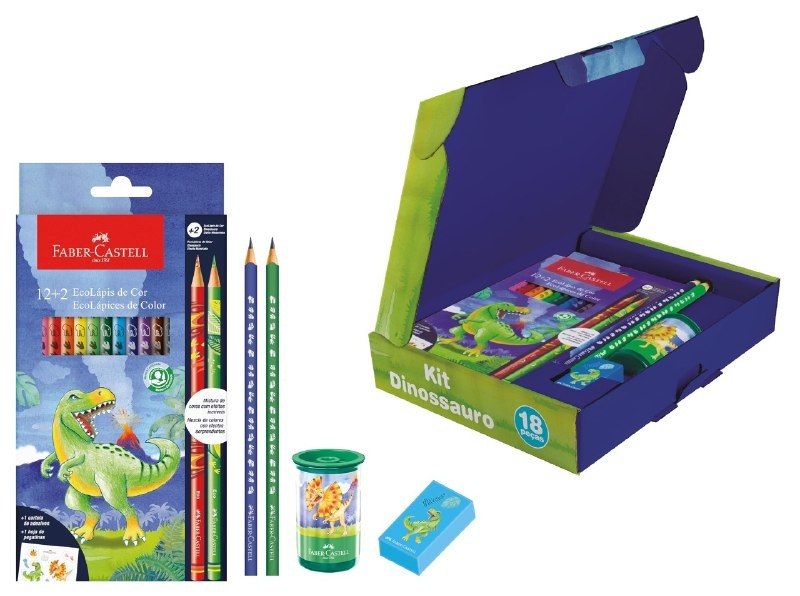 Kit Dinossauro, 370517, Faber-Castell, 18 peças, *Edição Limitada*