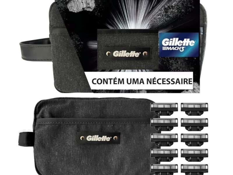 Kit Gillette Mach3 10 cargas + Necessaire, Higiene Pessoal, Cuidado com a barba, Lâminas e Aparelhos de Barbear
