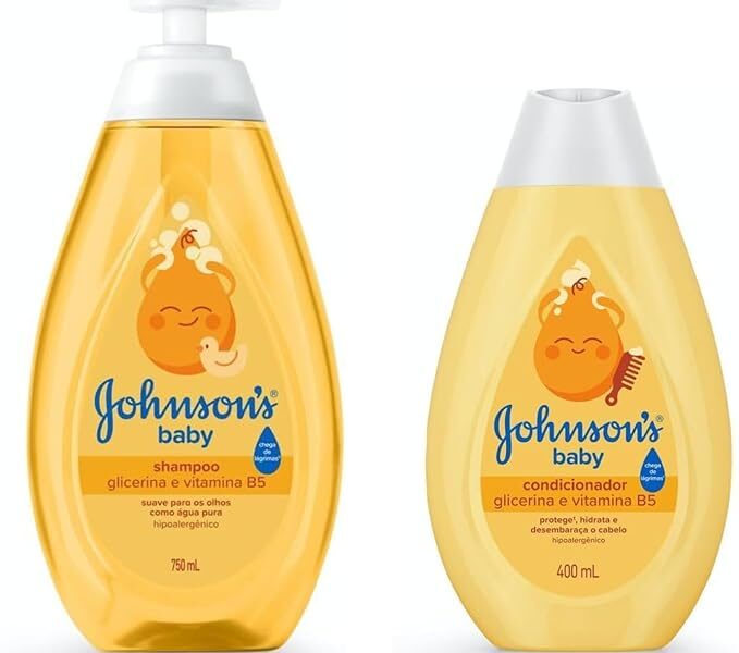 Kit Johnson’s Baby Shampoo Glicerina Para Bebê, 750ml + Condicionador Infantil Johnson’s Baby Regular 400 ml, Amarelo