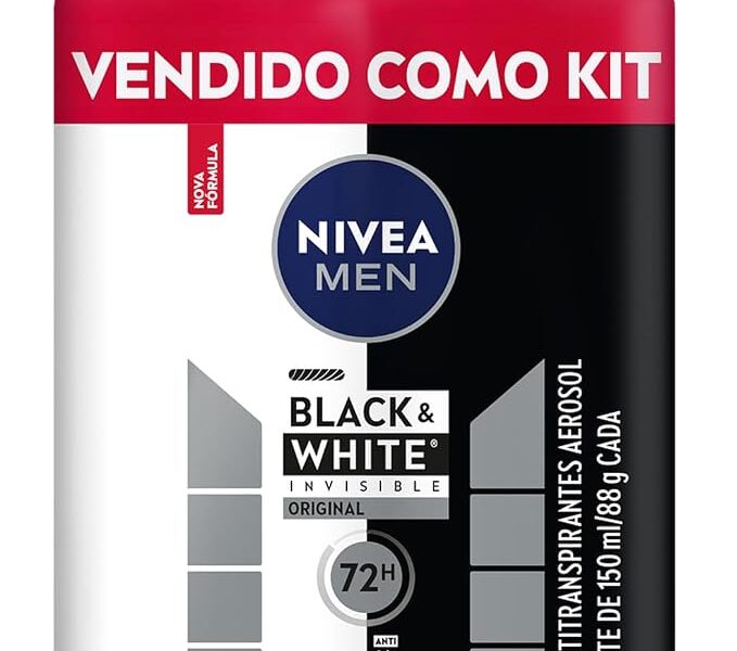 Kit NIVEA Desodorante Aerosol Men Black&White Invisible – 2 unidades
