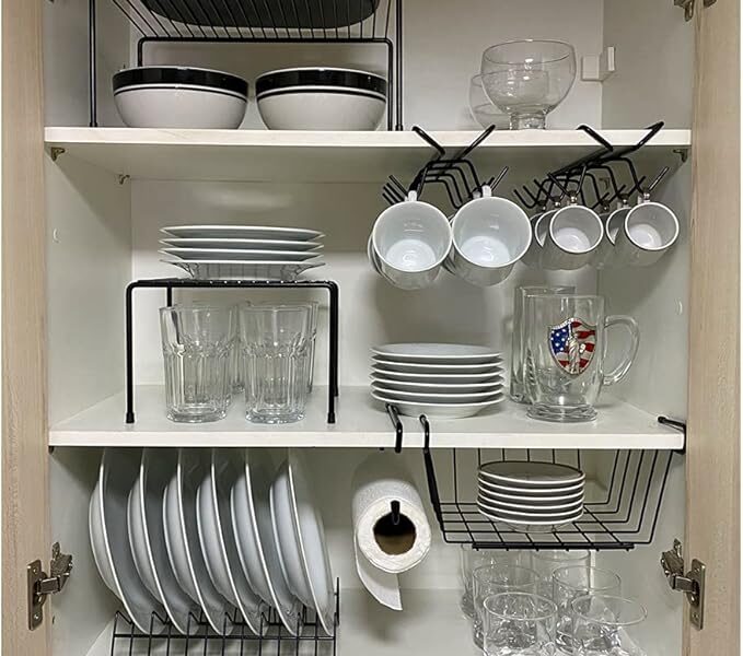 Kit Organizador de Armário para Cozinha – 7 Peças (Preto)