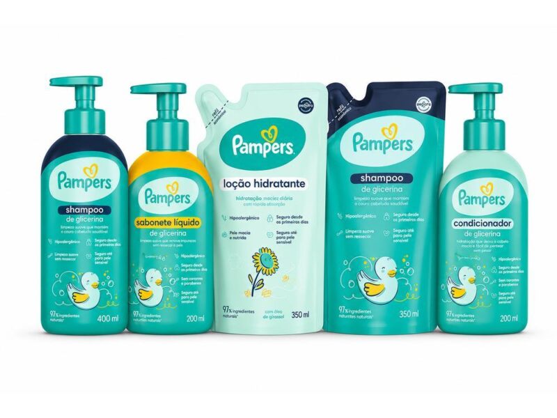Kit Pampers Glicerina Shampoo 350ml e 400ml + Condicionador 200ml + Sabonete Líquido 200ml + Loção Hidratante 350ml