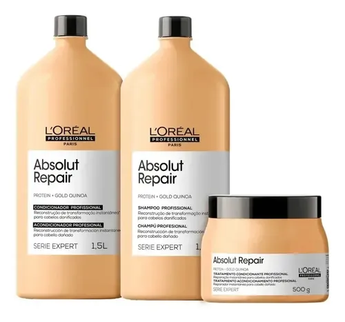 Kit Profissional L´Oréal Absolut Repair – Shampoo 1.5 L Cond 1.5 L e Másc 500 g –