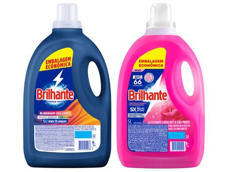 Kit Sabão Líquido Brilhante Perfume e Cuidado – Extraordinário 5L + Sabão Líquido Limpeza Total 5L – Sabão –