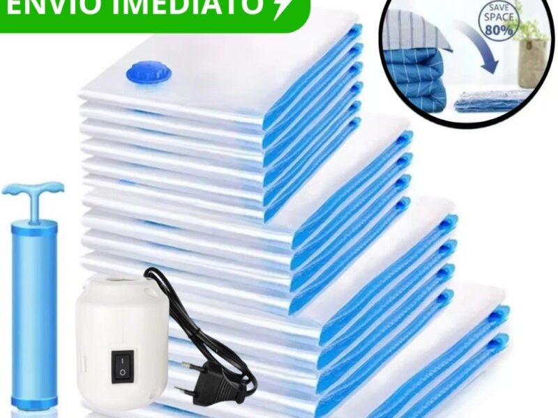 Kit Saco A Vácuo Grande Organizador Edredom Coberto Mala Roupa Viagem De Cama com Bomba Manual Tamanho Grande