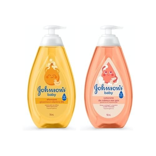 Kit Shampoo Regular Johnson’s Baby + Johnson’s Baby Sabonete Líquido Glicerina Da Cabeça Aos Pés 750ml