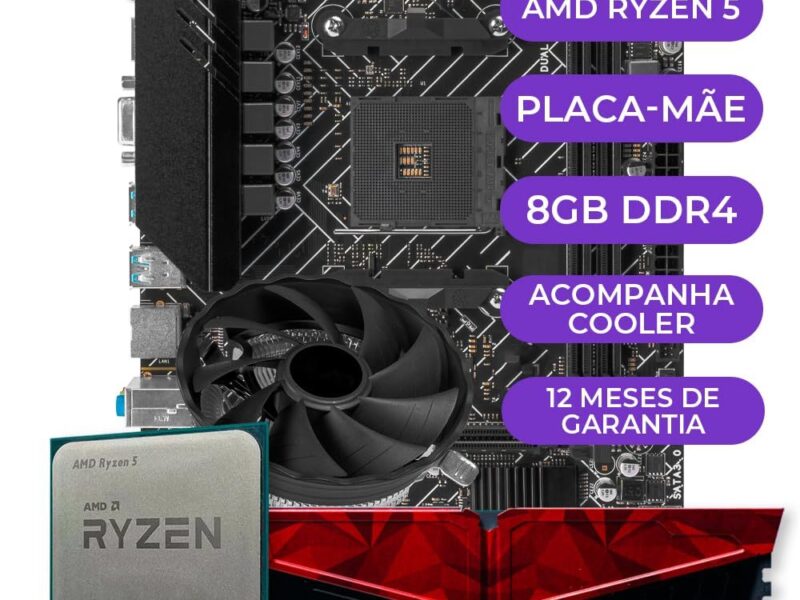 Kit Upgrade Gamer, AMD Ryzen 5 3400G + Placa Mãe + 8GB DDR4
