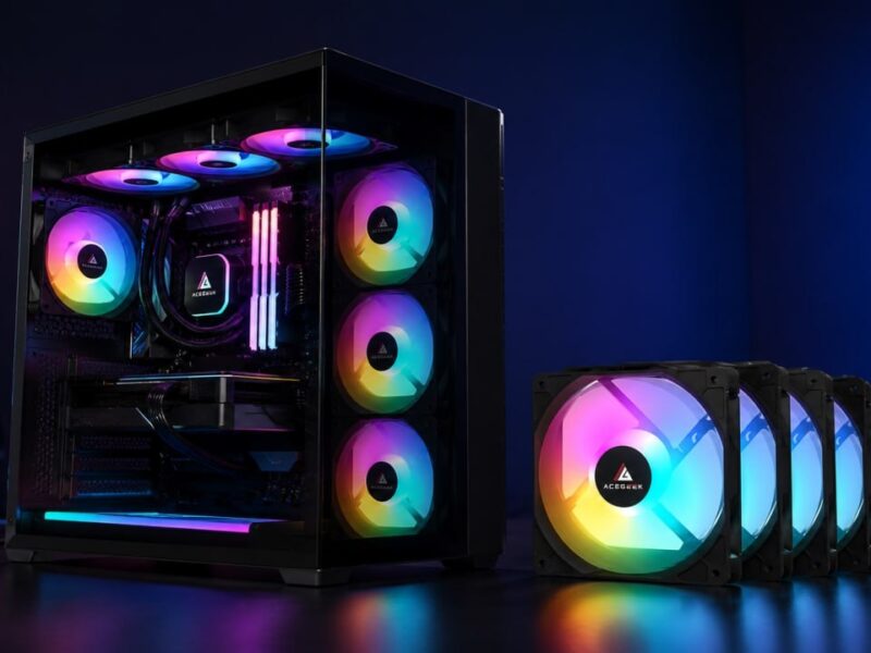 Kit Ventoinhas Acegeek RW12 5×1, Rainbow, 5x120mm, Preto, AG-RW12-5X1-BK