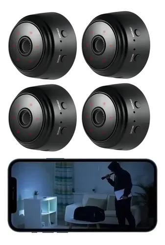 Kit com 4 Câmeras de Vigilância Mini A9 Full HD com Wi-Fi –