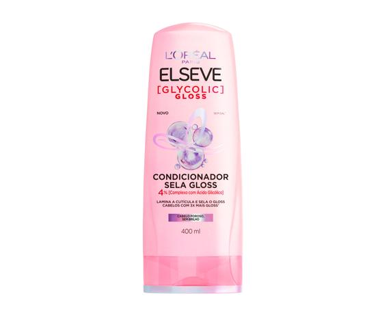 L’Oréal Paris Elseve Glycolic Gloss Condicionador Sela Gloss, Fórmula com pH Ácido e Ácido Glicólico, Combate a Porosidade, Sela as Cutículas e Alinha os Fios, 400ml