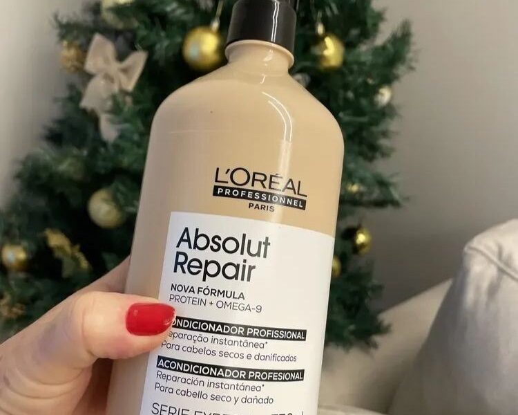 L’Oréal Professionnel Condicionador Absolut Repair, Tratamento Capilar com Proteína, Repara Danos e Promove Brilho, Com Quinoa & Proteínas, Para cabelos secos e danificados, 750ml
