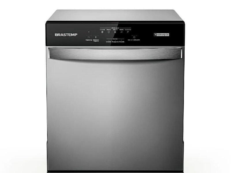 Lava-Louças de Bancada Brastemp BLF08BS 8 Serviços Cinza com Programas Dia-A-Dia Pesado Delicado Rápido Econômico Lava-Louças de Bancada Brastemp BLF08BS 8 Serviços Cinza com Programas Dia-A-Dia Pesado Delicado Rápido Econômico