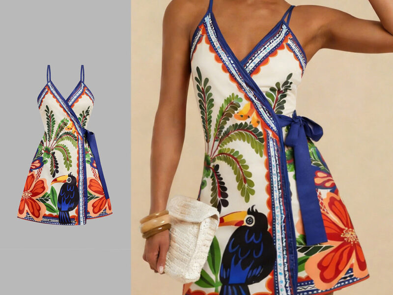 Lovito Vestido Boho com cinto vestido primavera/verão para mulheres LBL32241