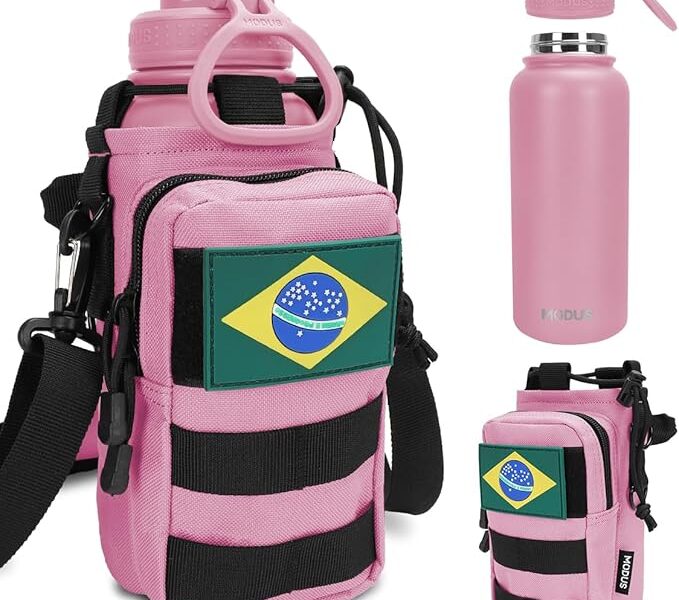MODUS Garrafa Térmica Inox 950ml com Bolsa Porta Manter Frio ou Quente por Horas (Rosa)