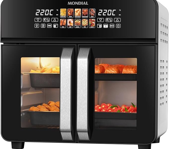 MONDIAL Air Fryer Forno 25L French Door, Preto/Inox, 2200W, 220V – AFDO-25L-FD