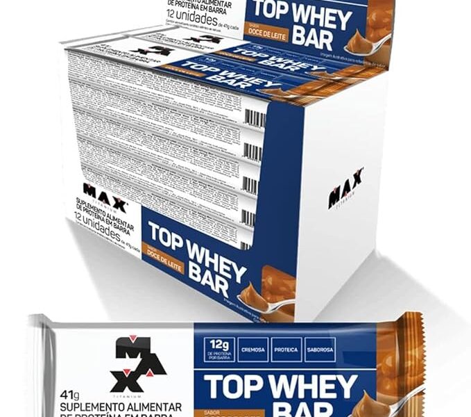 Max Titanium Top Whey Bar 12 Unidades De 41G (Doce De Leite)