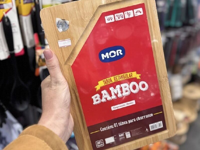 Mor – Tábua Retangular Bamboo 30cm x 20cm na Amzn por R$ 20,70