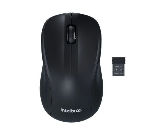 Mouse Sem Fio Intelbras MSI50 1200 DPI Clique Silencioso Preto com pilha inclusa –