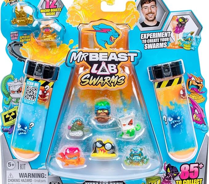 MrBeast Lab Swarms Series 2, Atomic Series 12 Pack – Python Panther, Add Water, Shake The Test Tube and Reveal 2 of 12, 1-inch (2.5 cm) MrBeast Swarms Collectible Micro Beasts. 85+ to Collect!
