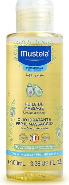 Mustela Óleo de Massagem – Hidrata a pele dos bebês, 99% de ingredientes de origem natural, 100ml, Mustela Bebê e Criança, 100 ml
