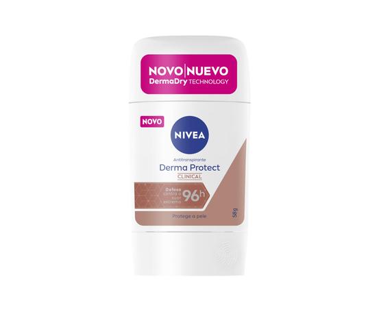 NIVEA Desodorante Antitranspirante Stick Derma Protect Clinical 58g, Defesa Intensa 96h, Controle de Suor Extremo, Toque Suave, Protege a Pele