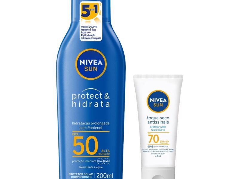 NIVEA KIT SUN Protetor Solar Protect & Hidrata FPS50 200ml + NIVEA SUN Facial Toque Seco Antissinais FPS70 40ml