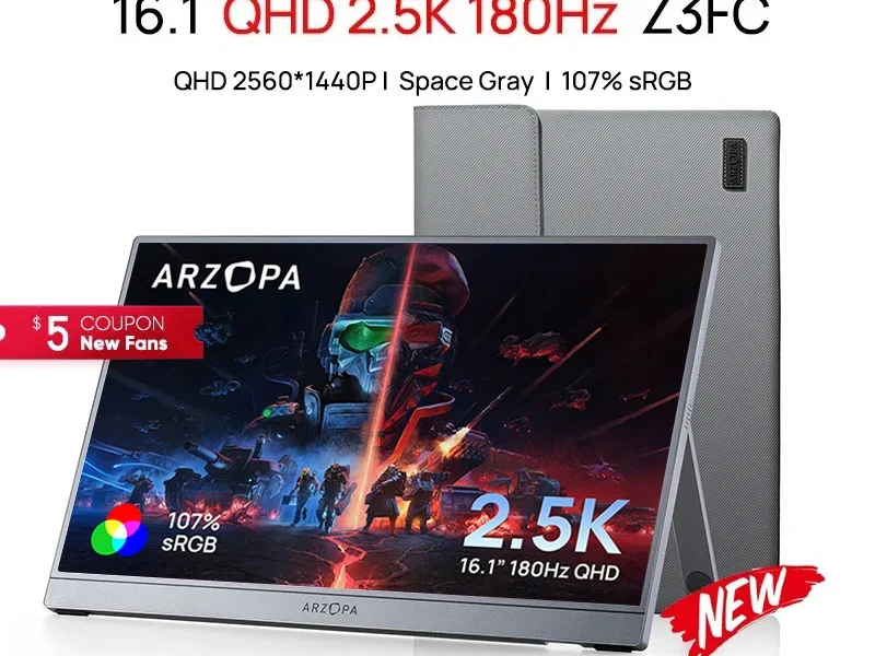 [NOVO]ARZOPA Monitor portátil de 16,1 polegadas 2,5 K 180 Hz 2560×1440 16:9 107% sRGB 400cd/m2, cinza espaço, com bolsa de armazenamento, Z3FC – AliExpress 7