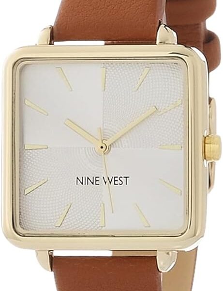 Nine West Relógio feminino com pulseira, Marrom/dourado, NW/2670GPHY