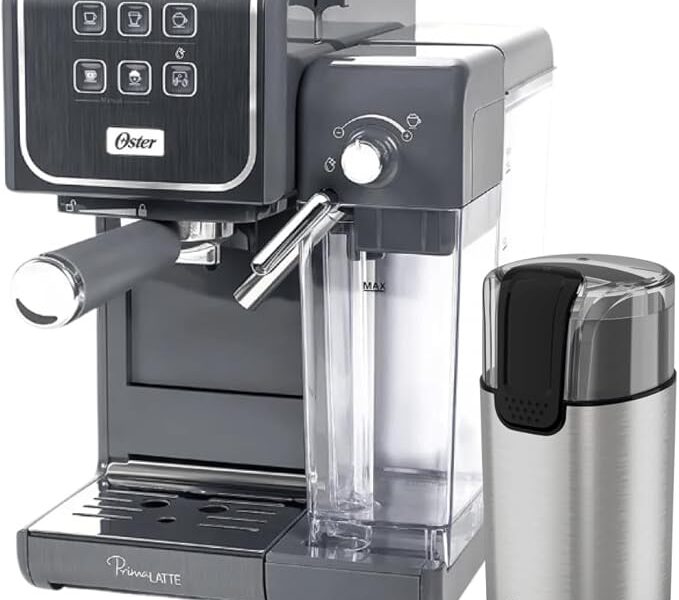 Oster Kit Cafeteira PrimaLatte Touch e Moedor de Café Elétrico Oster – 220V