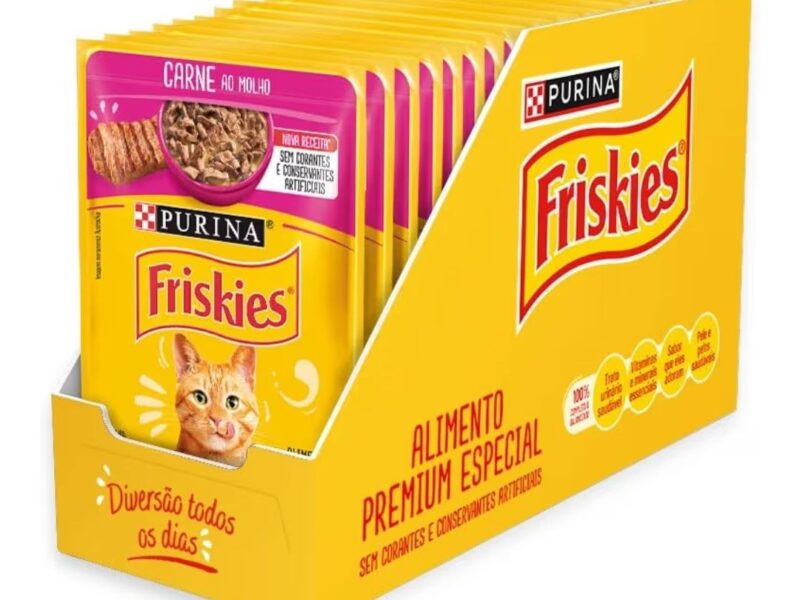 Pack Nestlé Purina Friskies Ração Úmida Para Gatos Adultos Carne Ao Molho – Com 15 Sachês 85g