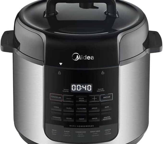 Panela de Pressão Elétrica 5L NutriPro Inox Midea na Amazon por R$ 259,00