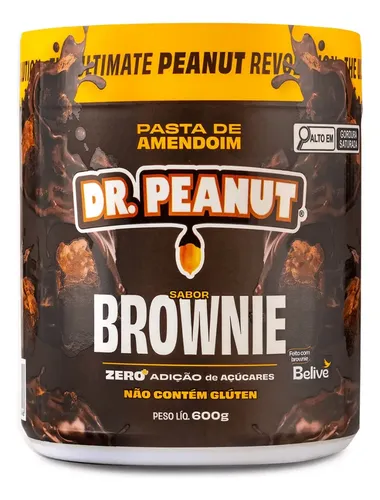 Pasta De Amendoim Com Whey Protein – 600g – Dr. Peanut Sabor Brownie –