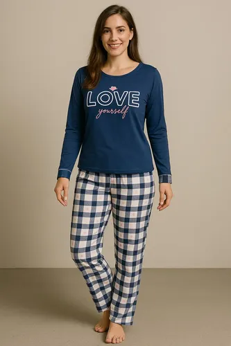 Pijama Feminino Longo Malha Adulto Manga Comprida Frio Luxo –